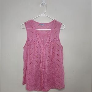 Women's Anthropologie Leifnotes Pink Eyelet Top Sz 10